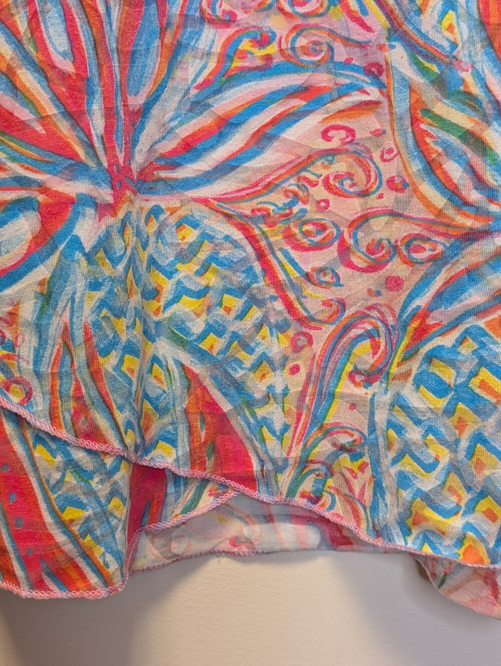 Lulu B Colorful Pineapple Print Asymmetrical Resort Tunic Top Soft Colorful 1X - Picture 8 of 14